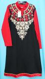 Black & Red Knitted Cotton Shirt Kurti Winter Wear Large Size #5529